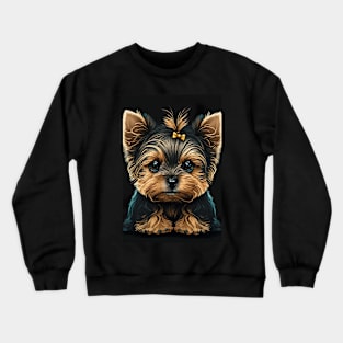 Super Cute Yorkshire Terrier Puppy Portrait Crewneck Sweatshirt